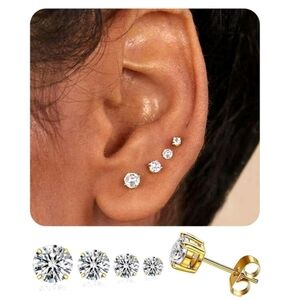 4 Pairs earrings set🩶💛